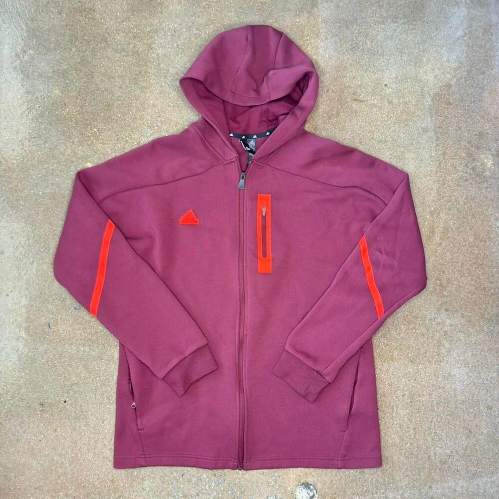 Adidas Designed For Gameday Men's Burgundy and Red Hoodie
